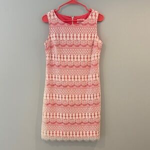 Eliza J Pinkish Coral and White  Dress